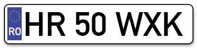 Placuta inmatriculare numar auto  HR-50-WXK, HR 50 WXK, HR50WXK