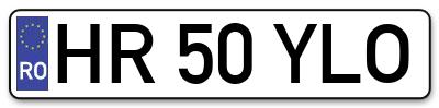 Placuta inmatriculare numar auto  HR-50-YLO, HR 50 YLO, HR50YLO