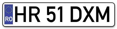 Placuta inmatriculare numar auto  HR-51-DXM, HR 51 DXM, HR51DXM