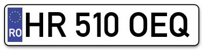 Placuta inmatriculare numar auto  HR-510-OEQ, HR 510 OEQ, HR510OEQ
