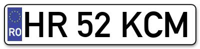 Placuta inmatriculare numar auto  HR-52-KCM, HR 52 KCM, HR52KCM
