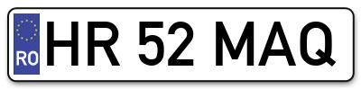 Placuta inmatriculare numar auto  HR-52-MAQ, HR 52 MAQ, HR52MAQ