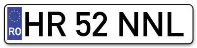 Placuta inmatriculare numar auto  HR-52-NNL, HR 52 NNL, HR52NNL