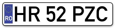 Placuta inmatriculare numar auto  HR-52-PZC, HR 52 PZC, HR52PZC