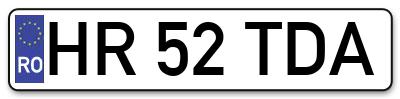 Placuta inmatriculare numar auto  HR-52-TDA, HR 52 TDA, HR52TDA
