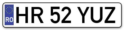 Placuta inmatriculare numar auto  HR-52-YUZ, HR 52 YUZ, HR52YUZ