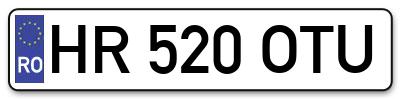 Placuta inmatriculare numar auto  HR-520-OTU, HR 520 OTU, HR520OTU
