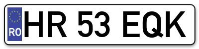 Placuta inmatriculare numar auto  HR-53-EQK, HR 53 EQK, HR53EQK