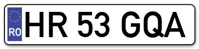 Placuta inmatriculare numar auto  HR-53-GQA, HR 53 GQA, HR53GQA