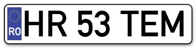 Placuta inmatriculare numar auto  HR-53-TEM, HR 53 TEM, HR53TEM