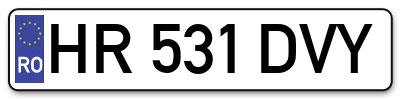 Placuta inmatriculare numar auto  HR-531-DVY, HR 531 DVY, HR531DVY