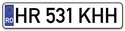 Placuta inmatriculare numar auto  HR-531-KHH, HR 531 KHH, HR531KHH
