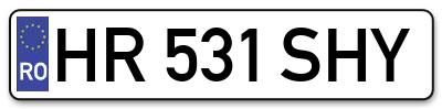 Placuta inmatriculare numar auto  HR-531-SHY, HR 531 SHY, HR531SHY