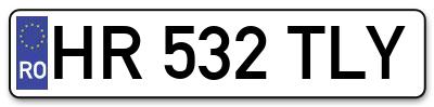 Placuta inmatriculare numar auto  HR-532-TLY, HR 532 TLY, HR532TLY