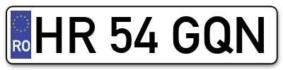 Placuta inmatriculare numar auto  HR-54-GQN, HR 54 GQN, HR54GQN