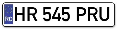 Placuta inmatriculare numar auto  HR-545-PRU, HR 545 PRU, HR545PRU