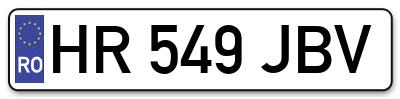 Placuta inmatriculare numar auto  HR-549-JBV, HR 549 JBV, HR549JBV