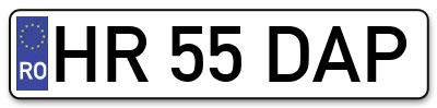 Placuta inmatriculare numar auto  HR-55-DAP, HR 55 DAP, HR55DAP