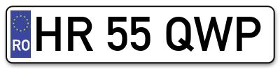Placuta inmatriculare numar auto  HR-55-QWP, HR 55 QWP, HR55QWP