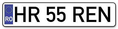 Placuta inmatriculare numar auto  HR-55-REN, HR 55 REN, HR55REN