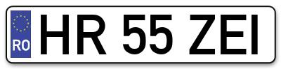 Placuta inmatriculare numar auto  HR-55-ZEI, HR 55 ZEI, HR55ZEI