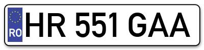 Placuta inmatriculare numar auto  HR-551-GAA, HR 551 GAA, HR551GAA