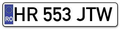 Placuta inmatriculare numar auto  HR-553-JTW, HR 553 JTW, HR553JTW