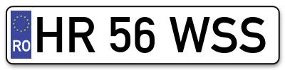 Placuta inmatriculare numar auto  HR-56-WSS, HR 56 WSS, HR56WSS