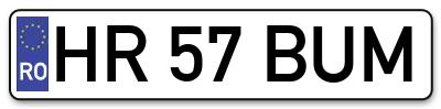 Placuta inmatriculare numar auto  HR-57-BUM, HR 57 BUM, HR57BUM