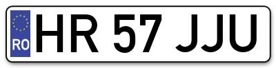 Placuta inmatriculare numar auto  HR-57-JJU, HR 57 JJU, HR57JJU