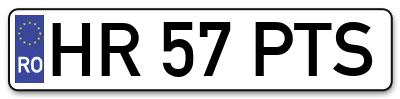 Placuta inmatriculare numar auto  HR-57-PTS, HR 57 PTS, HR57PTS