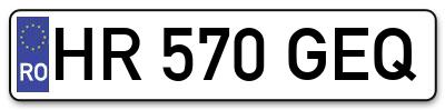 Placuta inmatriculare numar auto  HR-570-GEQ, HR 570 GEQ, HR570GEQ