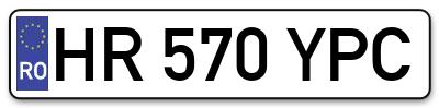Placuta inmatriculare numar auto  HR-570-YPC, HR 570 YPC, HR570YPC