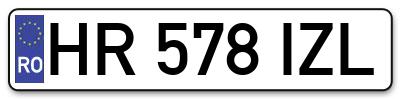 Placuta inmatriculare numar auto  HR-578-IZL, HR 578 IZL, HR578IZL