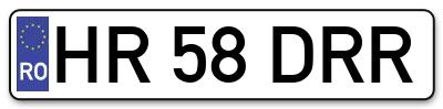 Placuta inmatriculare numar auto  HR-58-DRR, HR 58 DRR, HR58DRR