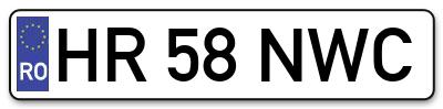 Placuta inmatriculare numar auto  HR-58-NWC, HR 58 NWC, HR58NWC