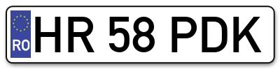 Placuta inmatriculare numar auto  HR-58-PDK, HR 58 PDK, HR58PDK