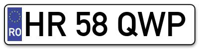 Placuta inmatriculare numar auto  HR-58-QWP, HR 58 QWP, HR58QWP