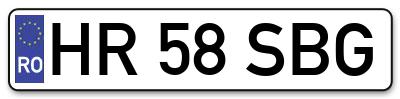 Placuta inmatriculare numar auto  HR-58-SBG, HR 58 SBG, HR58SBG