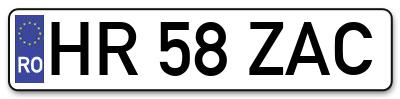 Placuta inmatriculare numar auto  HR-58-ZAC, HR 58 ZAC, HR58ZAC
