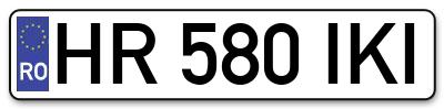 Placuta inmatriculare numar auto  HR-580-IKI, HR 580 IKI, HR580IKI