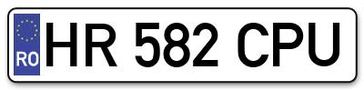 Placuta inmatriculare numar auto  HR-582-CPU, HR 582 CPU, HR582CPU