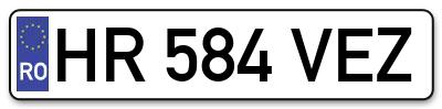 Placuta inmatriculare numar auto  HR-584-VEZ, HR 584 VEZ, HR584VEZ