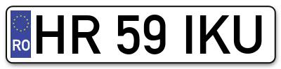 Placuta inmatriculare numar auto  HR-59-IKU, HR 59 IKU, HR59IKU