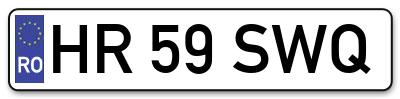 Placuta inmatriculare numar auto  HR-59-SWQ, HR 59 SWQ, HR59SWQ