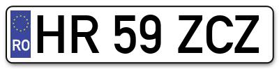 Placuta inmatriculare numar auto  HR-59-ZCZ, HR 59 ZCZ, HR59ZCZ