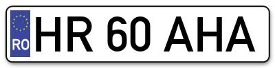 Placuta inmatriculare numar auto  HR-60-AHA, HR 60 AHA, HR60AHA