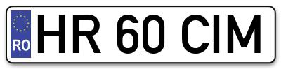 Placuta inmatriculare numar auto  HR-60-CIM, HR 60 CIM, HR60CIM