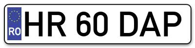 Placuta inmatriculare numar auto  HR-60-DAP, HR 60 DAP, HR60DAP