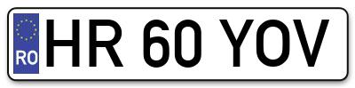 Placuta inmatriculare numar auto  HR-60-YOV, HR 60 YOV, HR60YOV